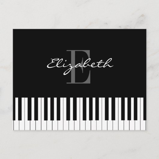 Einfaches Piano Monogramm-Design Postkarte (Vorderseite)
