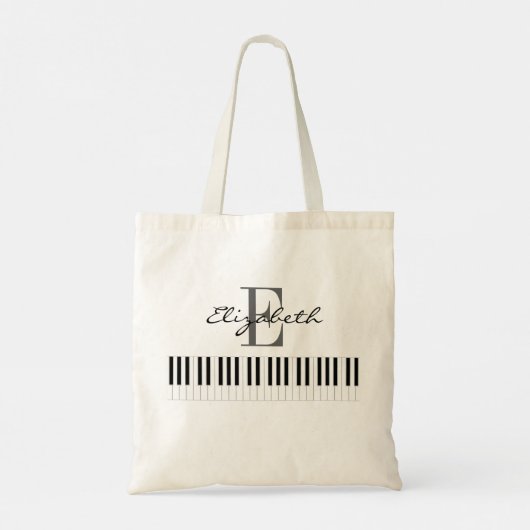 Einfaches Piano Monogramm-Design Tragetasche (Rückseite)