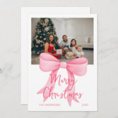 Einfaches Pink Big Bow Foto Weihnachten (Vorne/Hinten)
