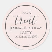 Einfaches Pink Birthday Calligraphy Watercolor-Skr Runder Aufkleber (Vorderseite)