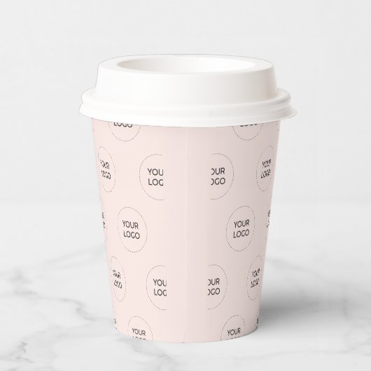 Einfaches Pink-Minimal-Logo-Muster Pappbecher (Rechts)
