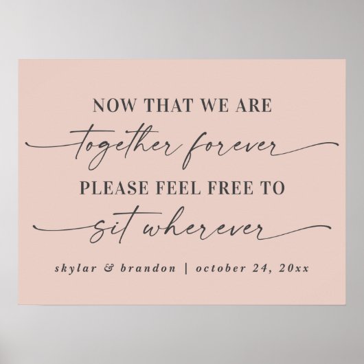 Einfaches Pink Script-Zeichen für Hochzeitsfeiern Poster (Vorne)