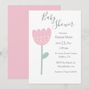 Einfaches Pink Tulip Minimalistisches Watercolor-S Einladung