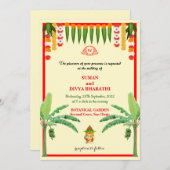Einfaches Planar mit Garland Indian Wedding Card Einladung (Vorne/Hinten)