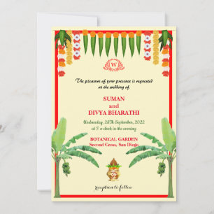 Einfaches Planar mit Garland Indian Wedding Card Einladung