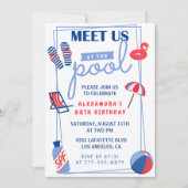 Einfaches Pool Party 88. Geburtstagseinladungen Einladung (Vorderseite)