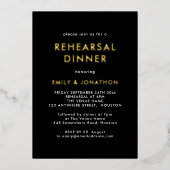 Einfaches Probe Dinner Black Gold Folieneinladung (Vorderseite)