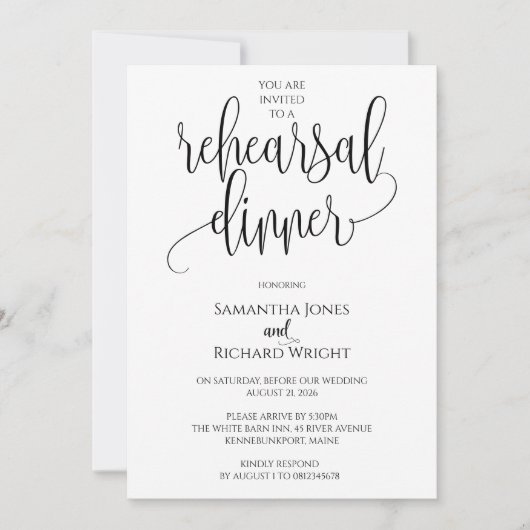 Einfaches Probe Dinner Einladung, Probe Dinner in Einladung (Vorderseite)