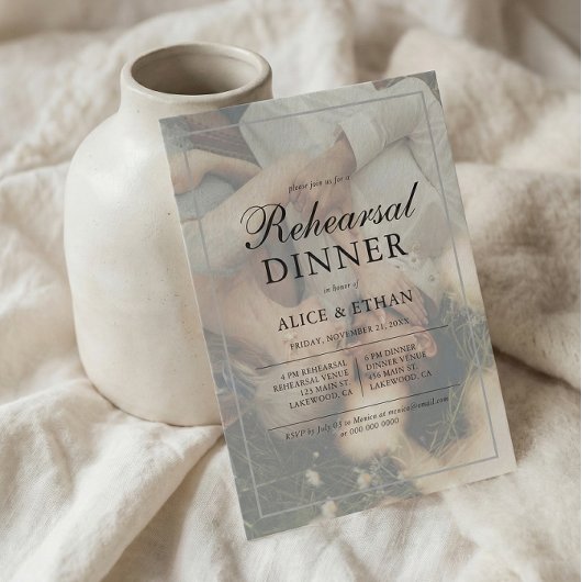 Einfaches Probe-Dinner mit elegantem Script-Foto Einladung