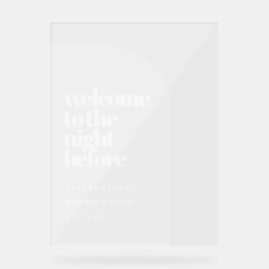 Einfaches Probe-Dinner Willkommen Acrylschild (Vorderseite)