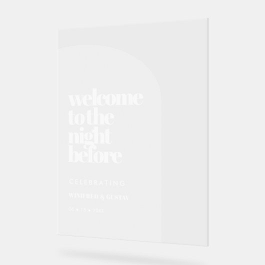 Einfaches Probe-Dinner Willkommen Acrylschild (Winkel)