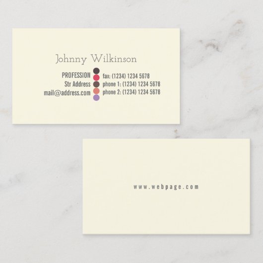 Einfaches professinal unbedeutender Blick Visitenkarte (Vorne/Hinten)