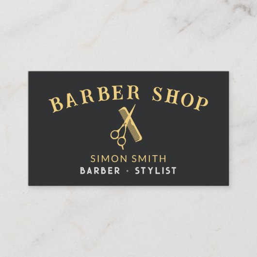 Einfaches, professionelles Barber Gold-Effekt Visitenkarte (Vorderseite)