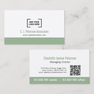 Einfaches professionelles Logo gedämpft grün weiß  Visitenkarte