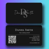 Einfaches professionelles Monogramm Initial QR-Cod Visitenkarte