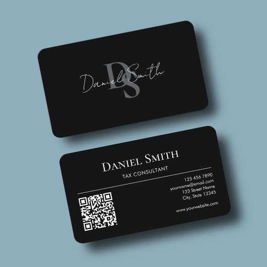 Einfaches professionelles Monogramm Initial QR-Cod Visitenkarte