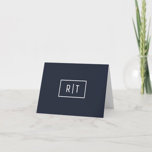 Einfaches professionelles Monogramm Navy-Weiß-Rand (Vorderseite)