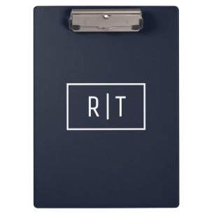 Einfaches professionelles Monogramm Navy Weiße Umr Klemmbrett
