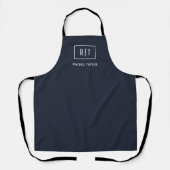 Einfaches professionelles Monogramm Navy Weiße Umr Schürze (Vorderseite)