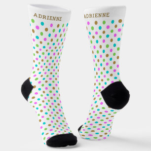 Einfaches Punkte-Muster-personalisiertes Weiß Socken