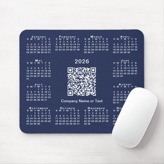 Einfaches QR-Code 2026 für den Kalender auf Navy B Mousepad (Mit Mouse)