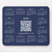 Einfaches QR-Code 2026 für den Kalender auf Navy B Mousepad (Vorne)