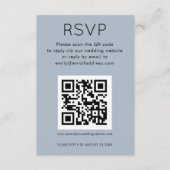 Einfaches QR Code Dusty Blue Wedding RSVP Begleitkarte (Vorderseite)
