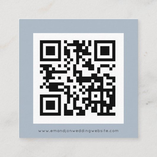 Einfaches QR-Code Dusty Blue Wedding RSVP-Gehäuse Begleitkarte (Rückseite)