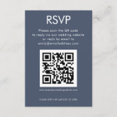 Einfaches QR Code Dusty Navy Blue Wedding RSVP Begleitkarte (Vorderseite)