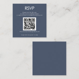 Einfaches QR Code Dusty Navy Blue Wedding RSVP Begleitkarte