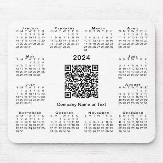 Einfaches QR-Code für 2024-Kalender in der Geschäf Mousepad (Vorne)