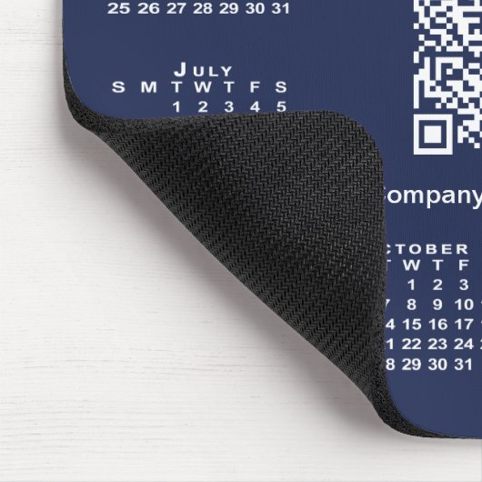 Einfaches QR-Code für 2025-Kalender auf Navy Blue Mousepad (Ecke)