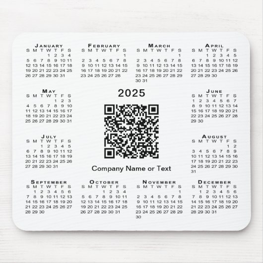 Einfaches QR-Code für 2025-Kalender in der Geschäf Mousepad (Vorne)