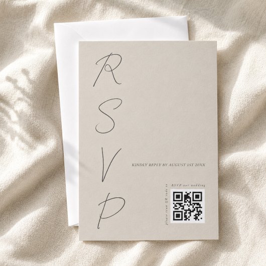 Einfaches QR-Code für Warm-Grau-Hochzeit RSVP Karte