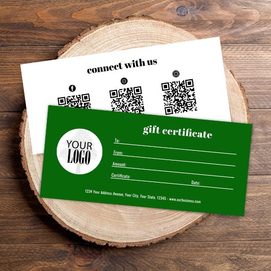 Einfaches QR-Code-Geschenkgutschein Grün