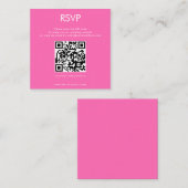 Einfaches QR-Code Hot Pink Wedding RSVP Begleitkarte (Vorne/Hinten)