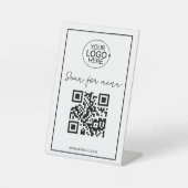 Einfaches QR-Code-Logo kontaktloses Menü-Skript Sockelschild (Vorderseite)