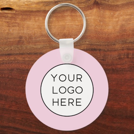 Einfaches QR-Code mit Firmennamen und Logo | Rosa Schlüsselanhänger (Rückseite)