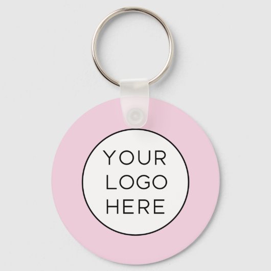Einfaches QR-Code mit Firmennamen und Logo | Rosa Schlüsselanhänger (Rückseite)