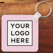 Einfaches QR-Code mit Firmennamen und Logo | Rosa Schlüsselanhänger (Rückseite)