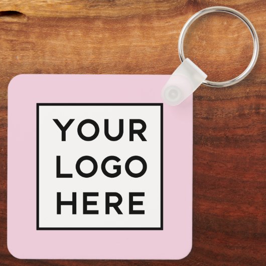 Einfaches QR-Code mit Firmennamen und Logo | Rosa Schlüsselanhänger (Rückseite)