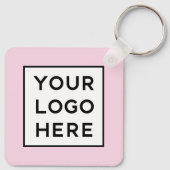 Einfaches QR-Code mit Firmennamen und Logo | Rosa Schlüsselanhänger (Rückseite)