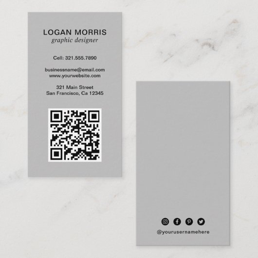 Einfaches QR-Code modern Visitenkarte (Vorne/Hinten)