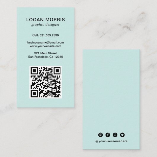 Einfaches QR-Code modern Visitenkarte (Vorne/Hinten)