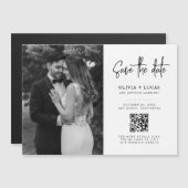 Einfaches QR-Code Modernes Foto Save the Date Magnetkarte (Vorne/Hinten)