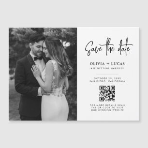 Einfaches QR-Code Modernes Foto Save the Date Magnetkarte