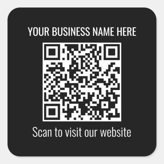 Einfaches QR-Code Modernes Schwarzes Quadrat Quadratischer Aufkleber (Vorderseite)