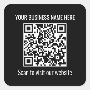 Einfaches QR-Code Modernes Schwarzes Quadrat Quadratischer Aufkleber