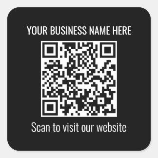 Einfaches QR-Code Modernes Schwarzes Quadrat Quadratischer Aufkleber