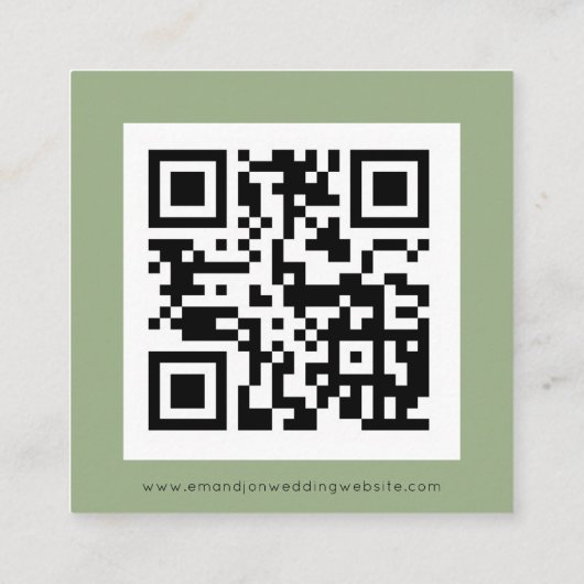 Einfaches QR Code Sage Green Wedding RSVP Begleitkarte (Rückseite)